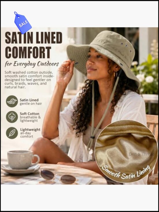 Satin Lined Sun Hat with UPF 50+ Washable Cotton